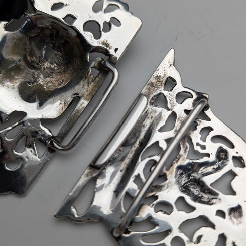 1898年 英國古董 純銀製 護士腰帶扣 118g Charles Edwards