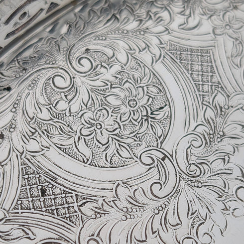 British Vintage Silverplate Oval Small Gallery Tray, 17cm Wide, Barker Ellis