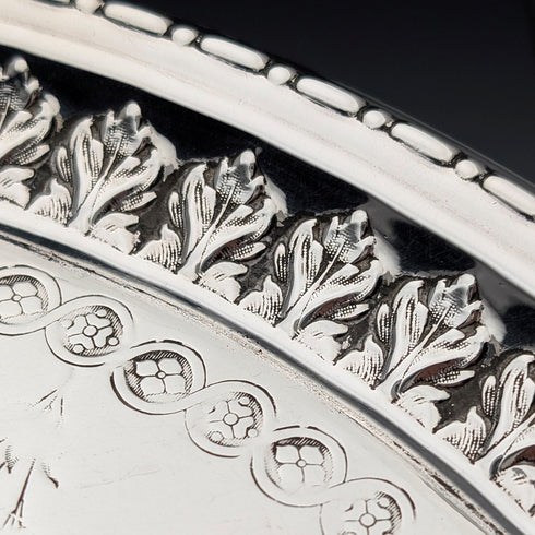 Antique British Silverplate Round Tray, 30cm Diameter, WCG