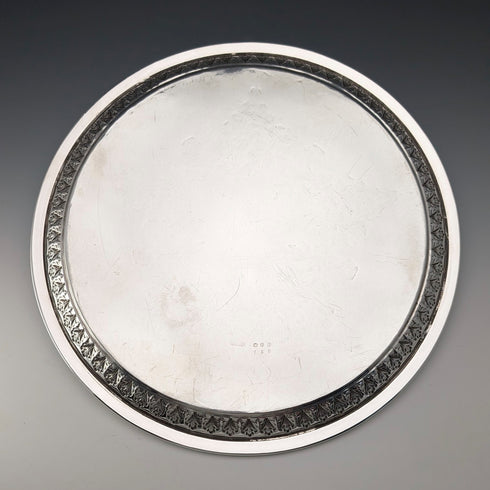 Antique British Silverplate Round Tray, 30cm Diameter, WCG