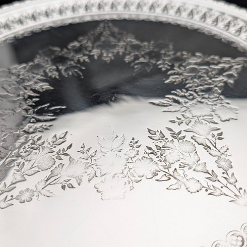 Antique British Silverplate Round Tray, 30cm Diameter, WCG