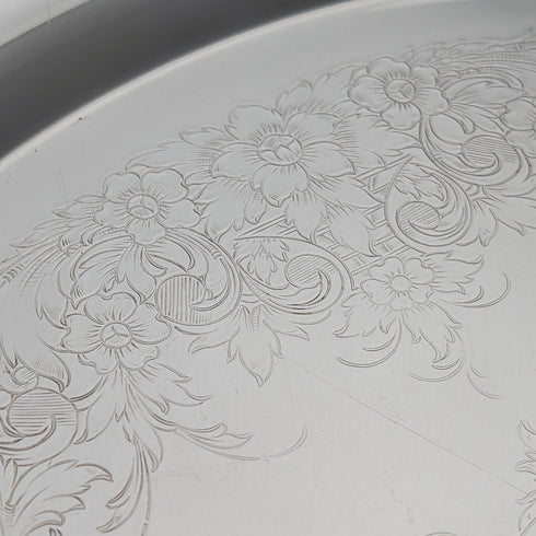 Large Round Tray, 36cm Diameter, Made of British Vintage Silver Plate, International Silver.