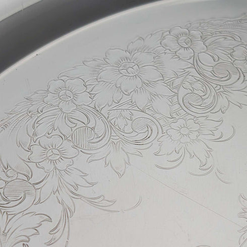 Large Round Tray, 36cm Diameter, Made of British Vintage Silver Plate, International Silver.