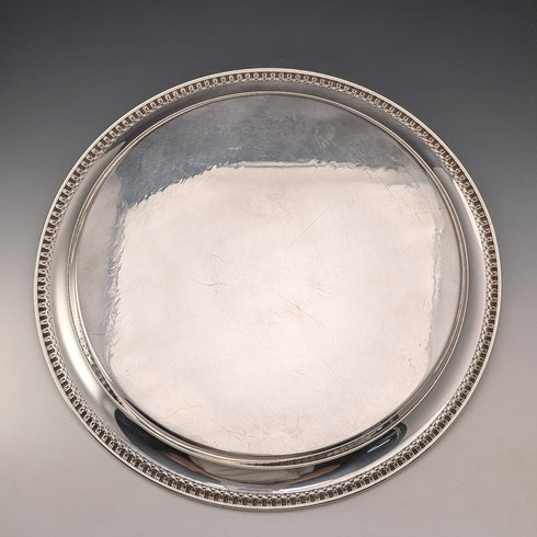 Large Round Tray, 36cm Diameter, Made of British Vintage Silver Plate, International Silver.