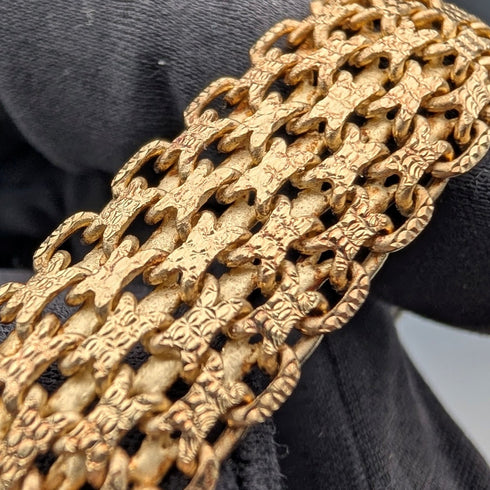 ヴィンテージ 純銀製 ゴールドメッキ メッシュ ブレスレット 20g