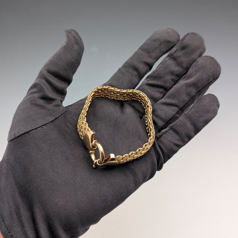 ヴィンテージ 純銀製 ゴールドメッキ メッシュ ブレスレット 20g