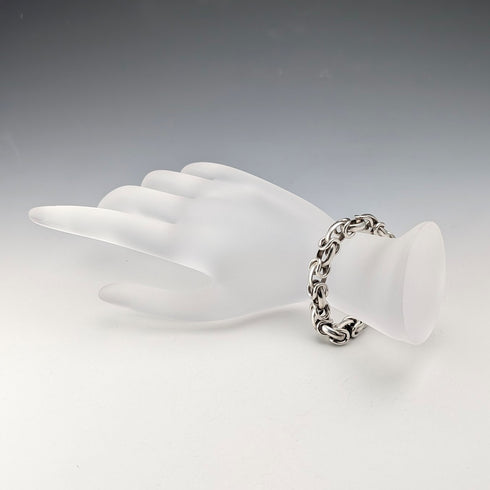 British Vintage Sterling Silver Byzantine Chain Bracelet 30g