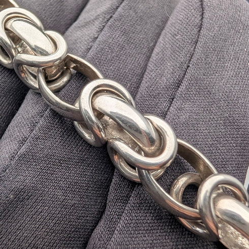 British Vintage Sterling Silver Byzantine Chain Bracelet 30g