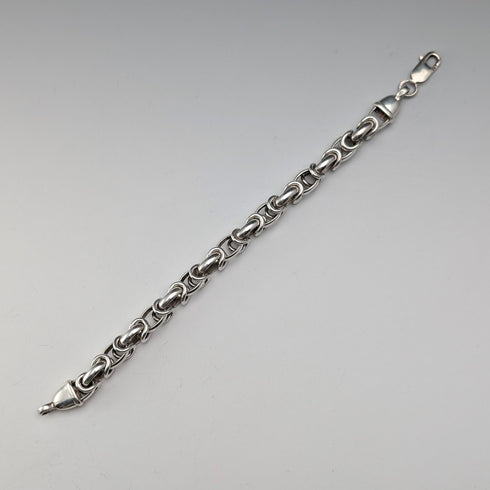 British Vintage Sterling Silver Byzantine Chain Bracelet 30g