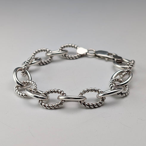Vintage Sterling Silver Ring Chain Bracelet 18g MILOR ITALY
