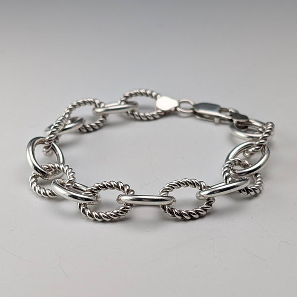 Vintage Sterling Silver Ring Chain Bracelet 18g MILOR ITALY