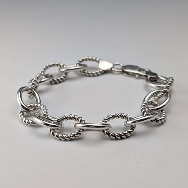 復古純銀製鏈環手鍊 18g MILOR ITALY