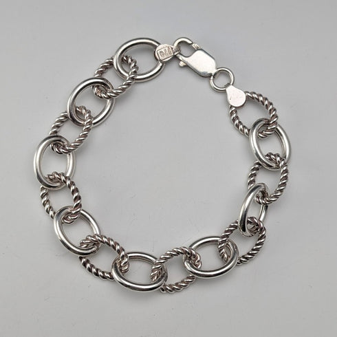 Vintage Sterling Silver Ring Chain Bracelet 18g MILOR ITALY