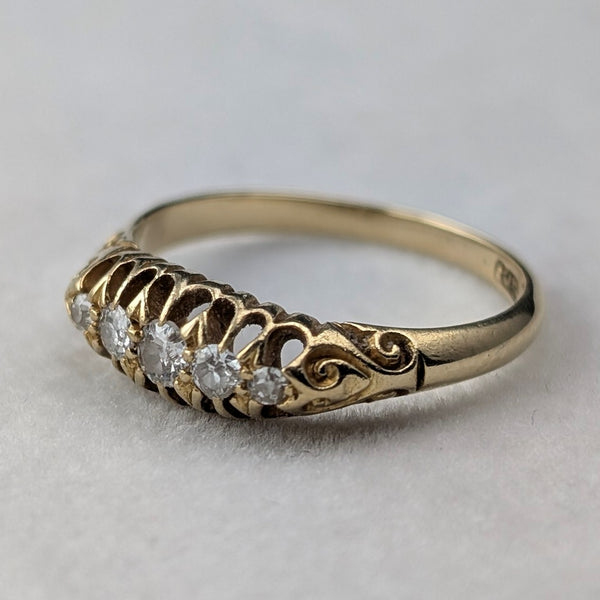 Antique K18 Gold 5-Stone Diamond Ring (Size 13)  AH