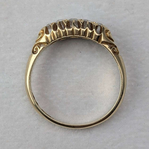 Antique K18 Gold 5-Stone Diamond Ring (Size 13) AH