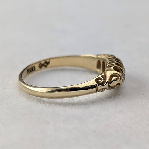 アンティーク K18ゴールド 5ストーンダイヤモンドリング(13号) 指輪 AH