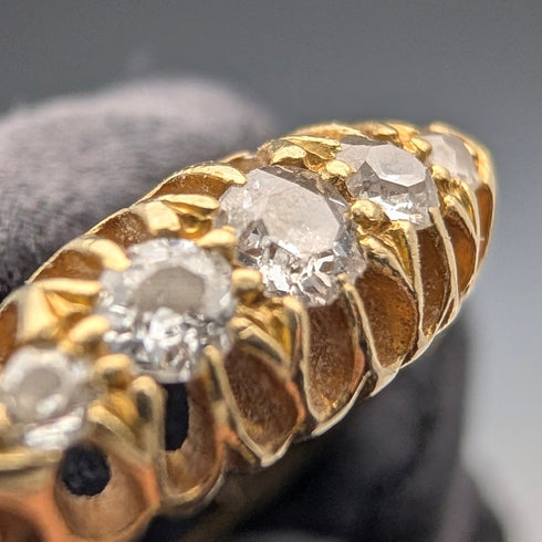 アンティーク K18ゴールド 5ストーンダイヤモンドリング(13号) 指輪 AH