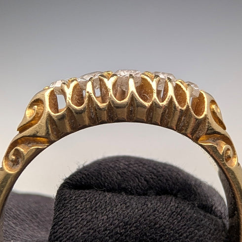 アンティーク K18ゴールド 5ストーンダイヤモンドリング(13号) 指輪 AH