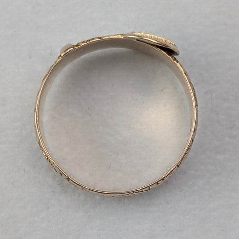 1890s British Antique K18 Gold Belt Design Ring, 4.5g (Size 20)