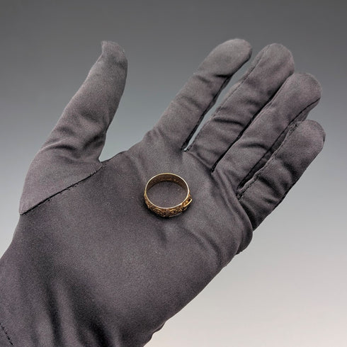 1890s British Antique K18 Gold Belt Design Ring, 4.5g (Size 20)