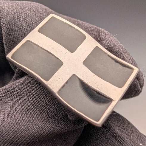 英国ヴィンテージ 純銀製 フラッグデザイン カフリンクス カフスボタン St.Justin