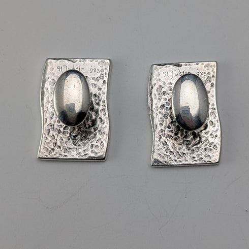 英国ヴィンテージ 純銀製 フラッグデザイン カフリンクス カフスボタン St.Justin