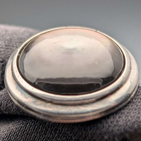 英国ヴィンテージ 純銀製 黒蝶貝 カフリンクス カフスボタン Asprey