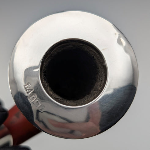 1905 Antique British Carob Pipe with Sterling Silver Decoration, Louis Adler