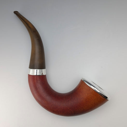 1911 Antique British Silver-Decorated Large Calabash Pipe, Nathan & Hayes
