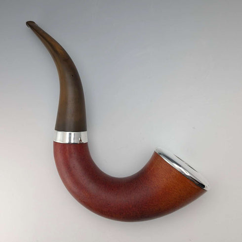 1911 Antique British Silver-Decorated Large Calabash Pipe, Nathan & Hayes