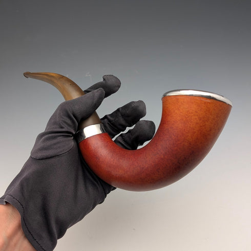 1911 Antique British Silver-Decorated Large Calabash Pipe, Nathan & Hayes