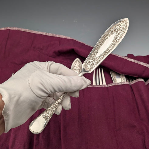 1900年頃 英国アンティーク シルバープレート製フィッシュカトラリー6ペア Allen&Darwin