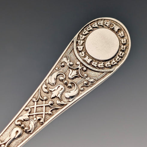 Antique English Silver Plate Fish Cutlery, 6 pairs, circa 1905, James Dixon & Sons, in a wooden box.