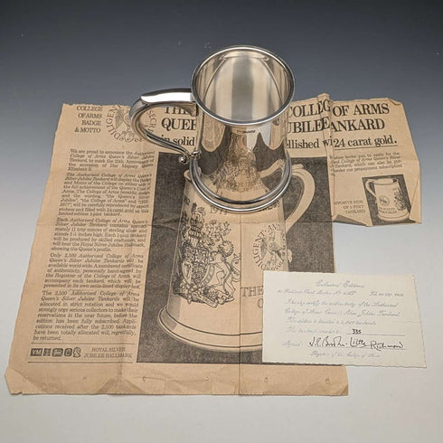 1977 Queen Elizabeth II Silver Jubilee Sterling Silver Tankard 338g Yorkshire Mint