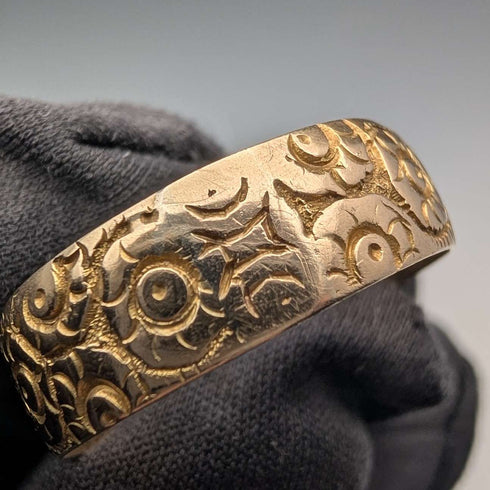 1890年 英國古董 K18黃金 皮帶設計戒指 4.5g(20號) 戒指
