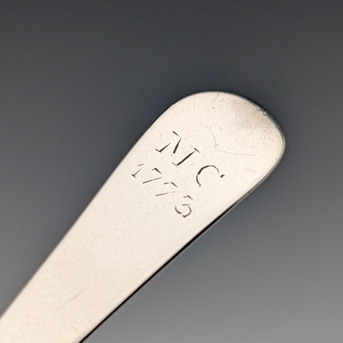 Pair of antique British sterling silver baby feeder spoons, total weight 22g.