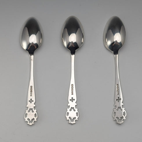【On Hold】1916 British Antique Pure Silver Tea Spoon Set of 3 Total 55g Walker&Hall