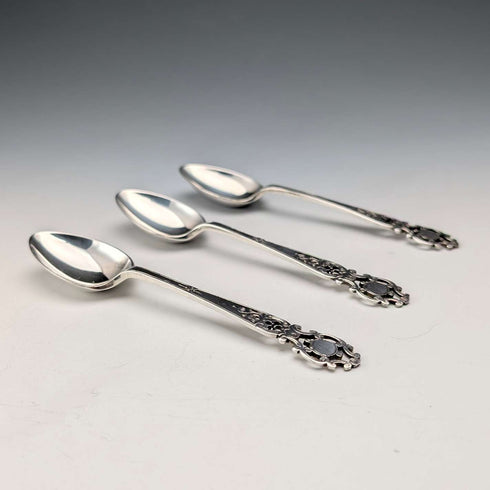 【On Hold】1916 British Antique Pure Silver Tea Spoon Set of 3 Total 55g Walker&Hall
