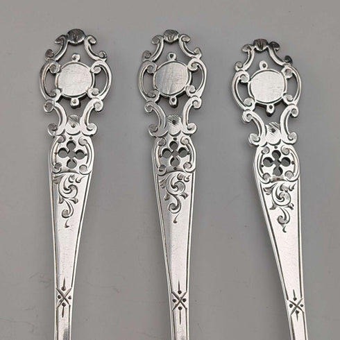 【On Hold】1916 British Antique Pure Silver Tea Spoon Set of 3 Total 55g Walker&Hall
