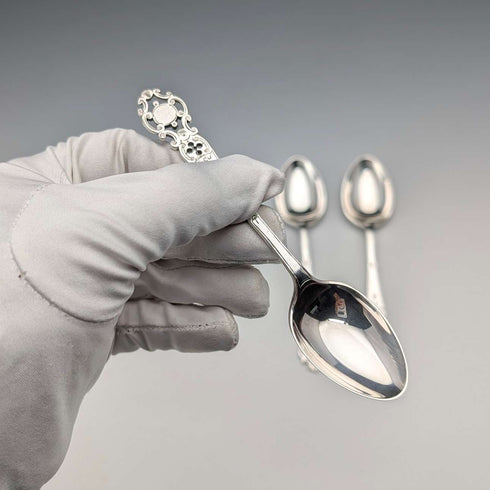 【On Hold】1916 British Antique Pure Silver Tea Spoon Set of 3 Total 55g Walker&Hall