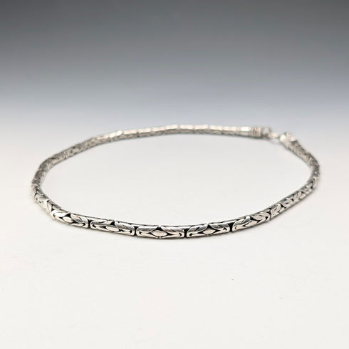 Vintage Sterling Silver Byzantine Chain Necklace, 42cm, 47g