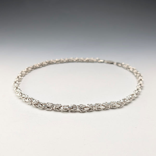 Vintage Sterling Silver Byzantine Chain Necklace, 45cm, 46g, BJB