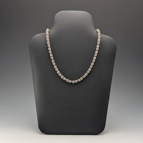 Vintage Sterling Silver Byzantine Chain Necklace, 45cm, 46g, BJB