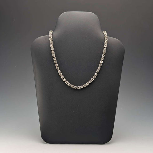 Vintage Sterling Silver Byzantine Chain Necklace, 45cm, 46g, BJB