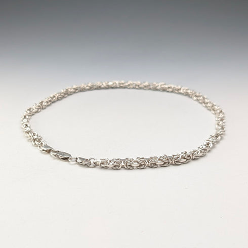 Vintage Sterling Silver Byzantine Chain Necklace, 45cm, 46g, BJB