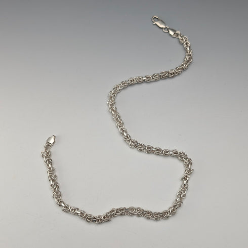 Vintage Sterling Silver Byzantine Chain Necklace, 45cm, 46g, BJB