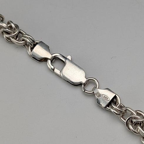 Vintage Sterling Silver Byzantine Chain Necklace, 45cm, 46g, BJB