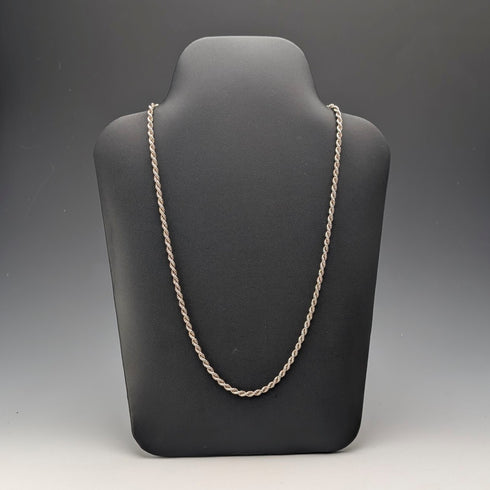 British Vintage Sterling Silver Twist Chain Necklace, 60cm, 15.7g