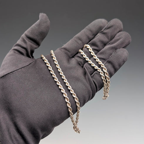 British Vintage Sterling Silver Twist Chain Necklace, 60cm, 15.7g