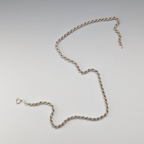 British Vintage Sterling Silver Twist Chain Necklace 45cm 9g GHG